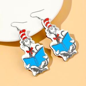 Retro Dr. Seuss Wooden Lightweight Earrings - Perfect for Teachers & Librarians!
